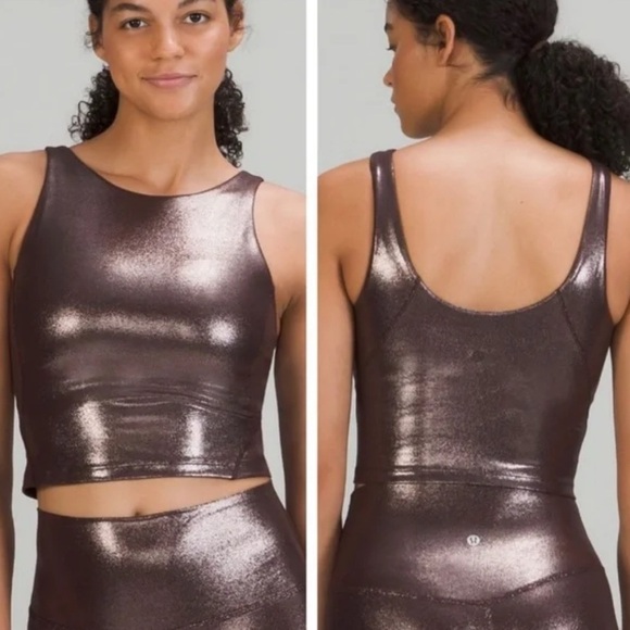 lululemon athletica Tops - Lululemon Align High Neck Tank Crop Nulu  in Radiant Foil French Press Size 6